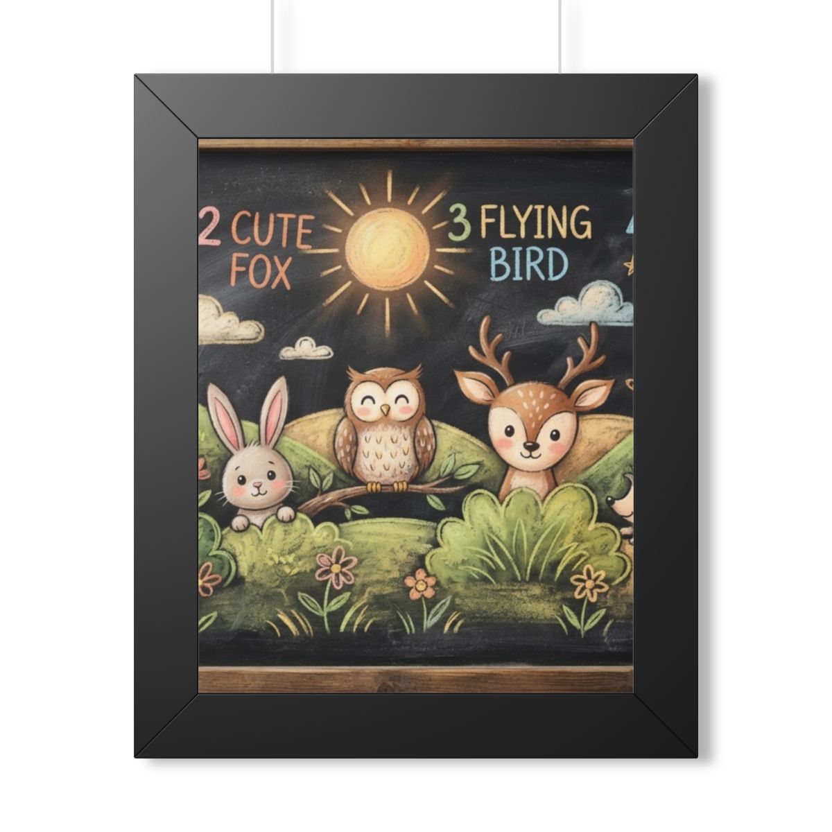 Framed Vertical Poster - Woodland Friends Meadow — Black......