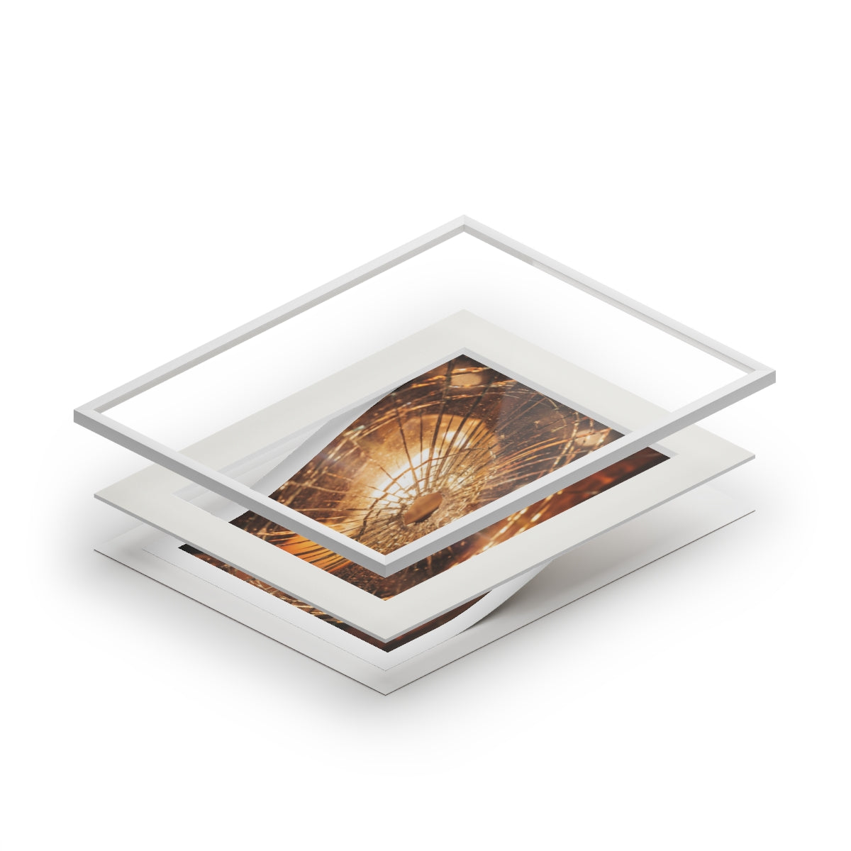 Fine Art Prints - Golden Fractures Shattered Glass Art —......