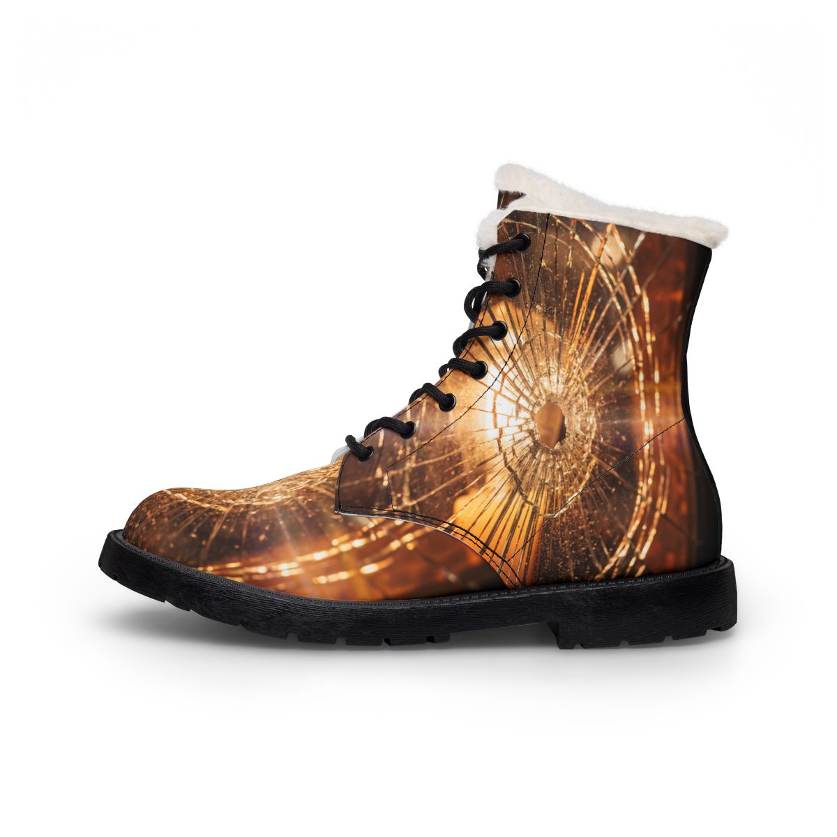 Women's Fur and Leather Boots - Shattered Amber Light Art |...