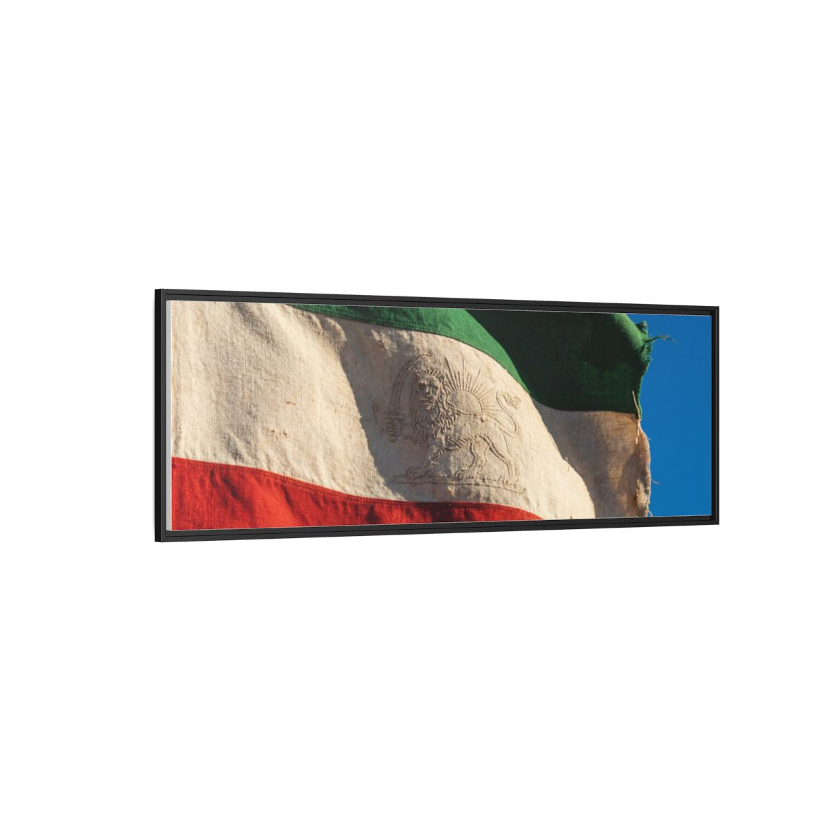 Framed Canvas Art - Distressed Flag — Black / 1.25"