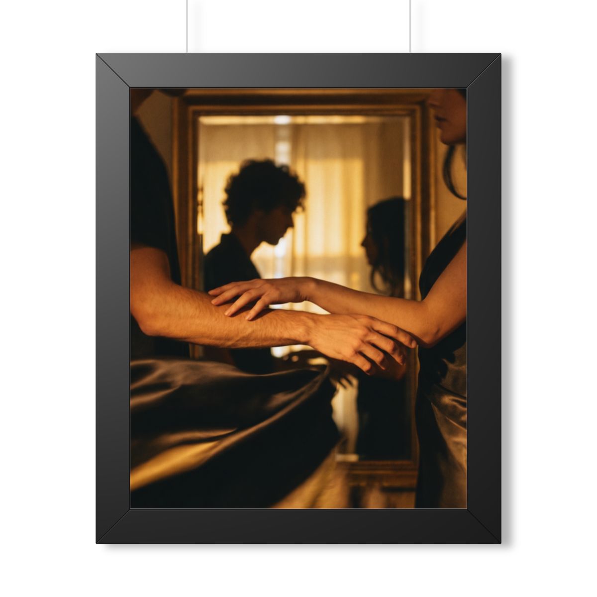 Framed Vertical Poster - Shadowed Silhouettes Romantic Art...
