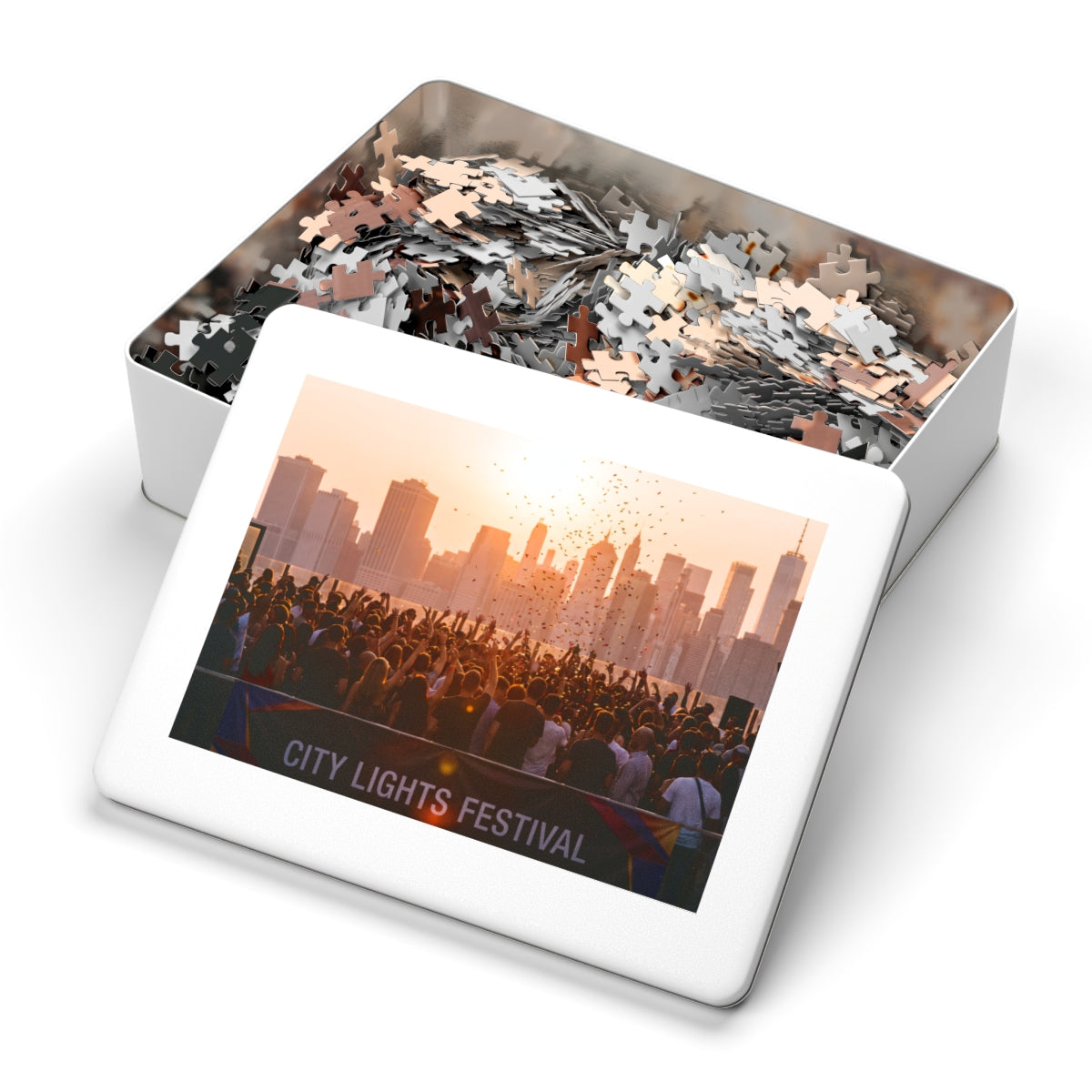 Jigsaw Puzzle with Tin - City Lights (30, 110, 252, 500... |...