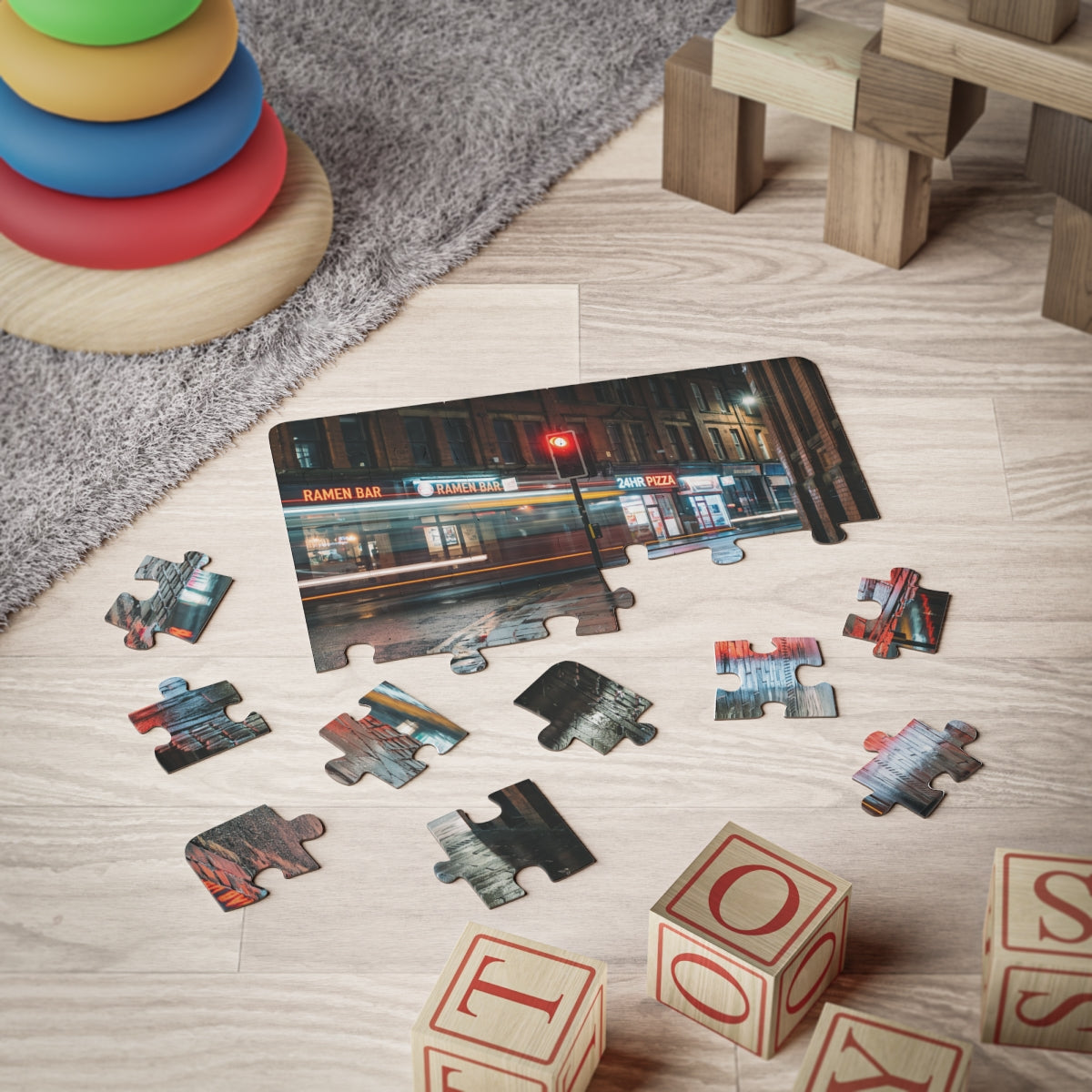 Rainy City Neon Kids' Puzzle 30-Piece