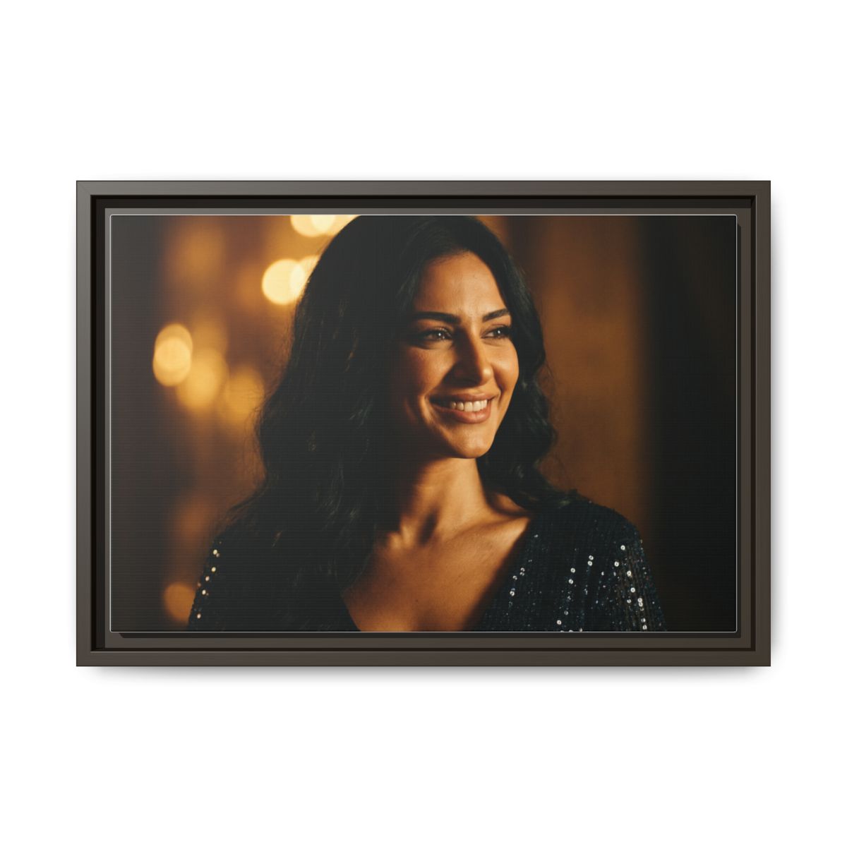 Framed Canvas Art - Golden Glamour — Espresso / 1.25"