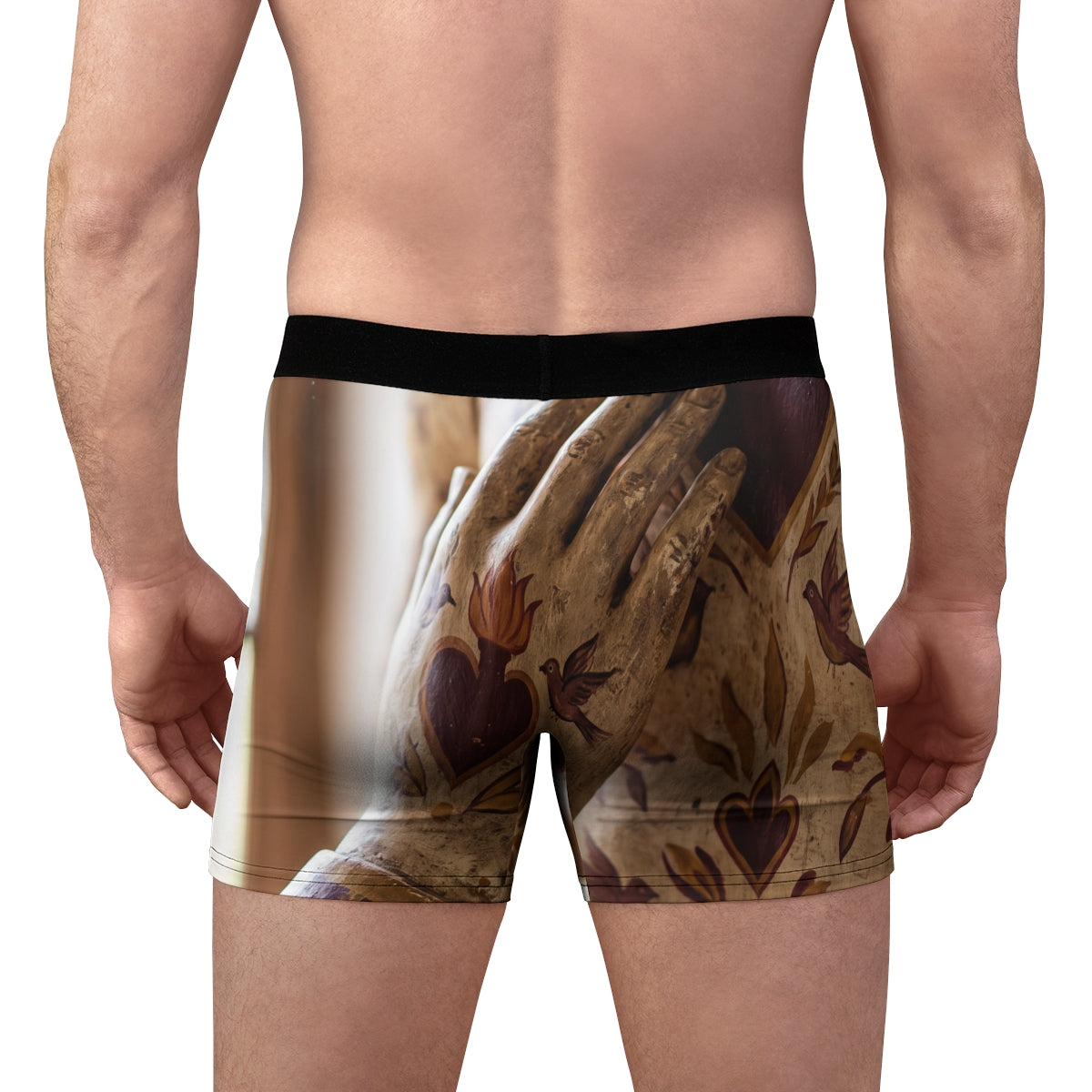 Men's Boxer Briefs - Sacred Heart Antique Folk Art Statue......