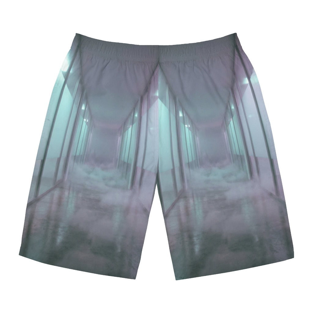 Men's Board Shorts - Liminal Corridor Fog Art Print |...
