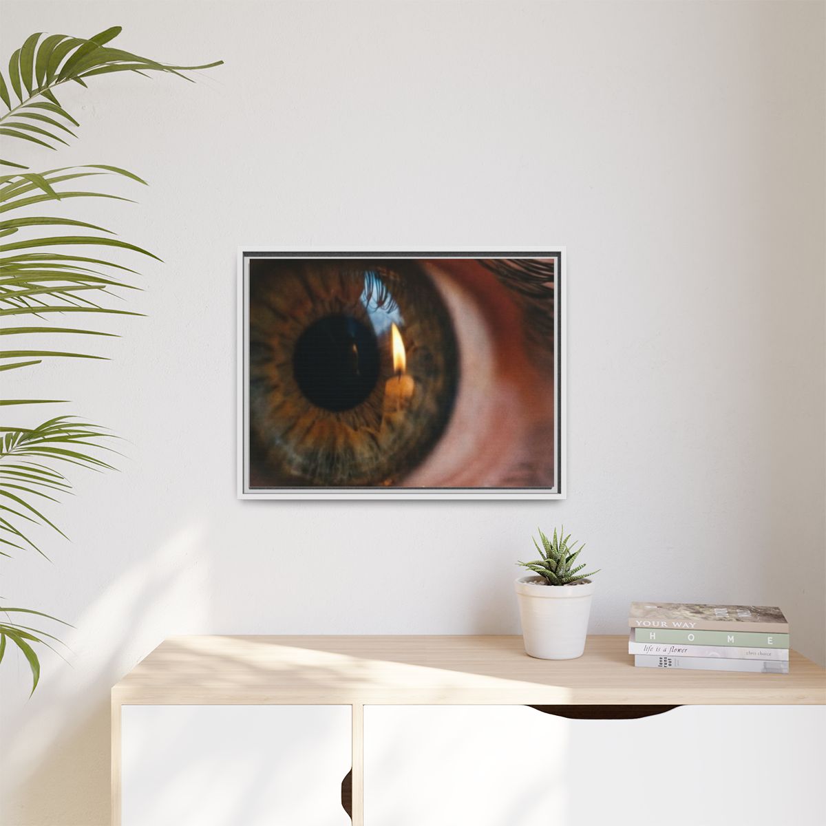 Matte Canvas, Framed - Amber Iris Reflection Fine Art Print...