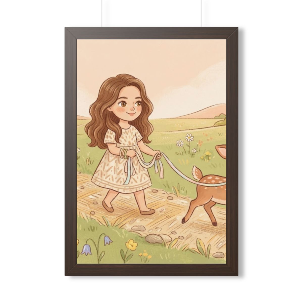 Framed Vertical Poster - Meadow Walk Fawn — Walnut (11×14......