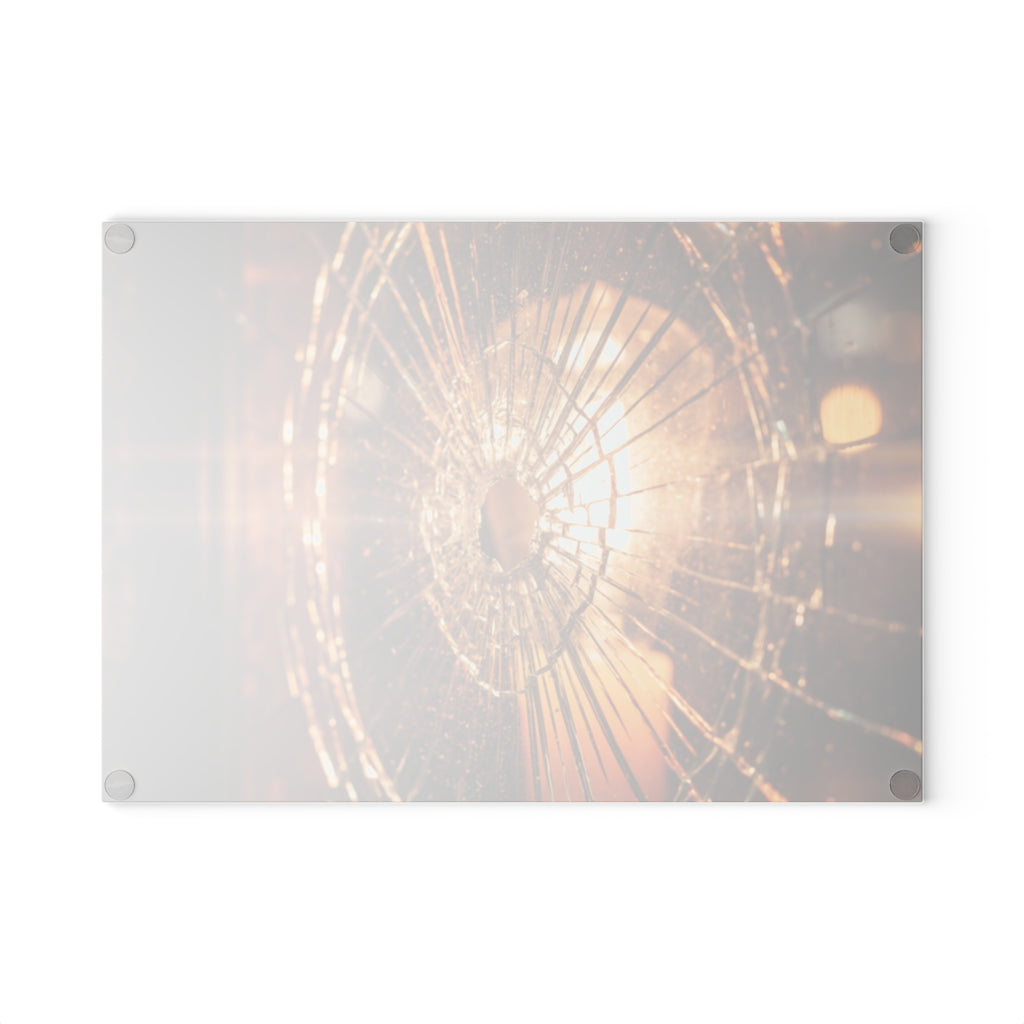 Glass Cutting Board - Shattered Light Golden Amber Glass Art...