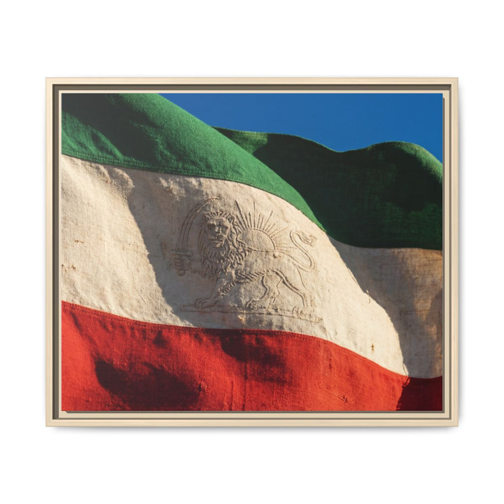 Framed Canvas Art - Distressed Flag — Natural / 1.25"