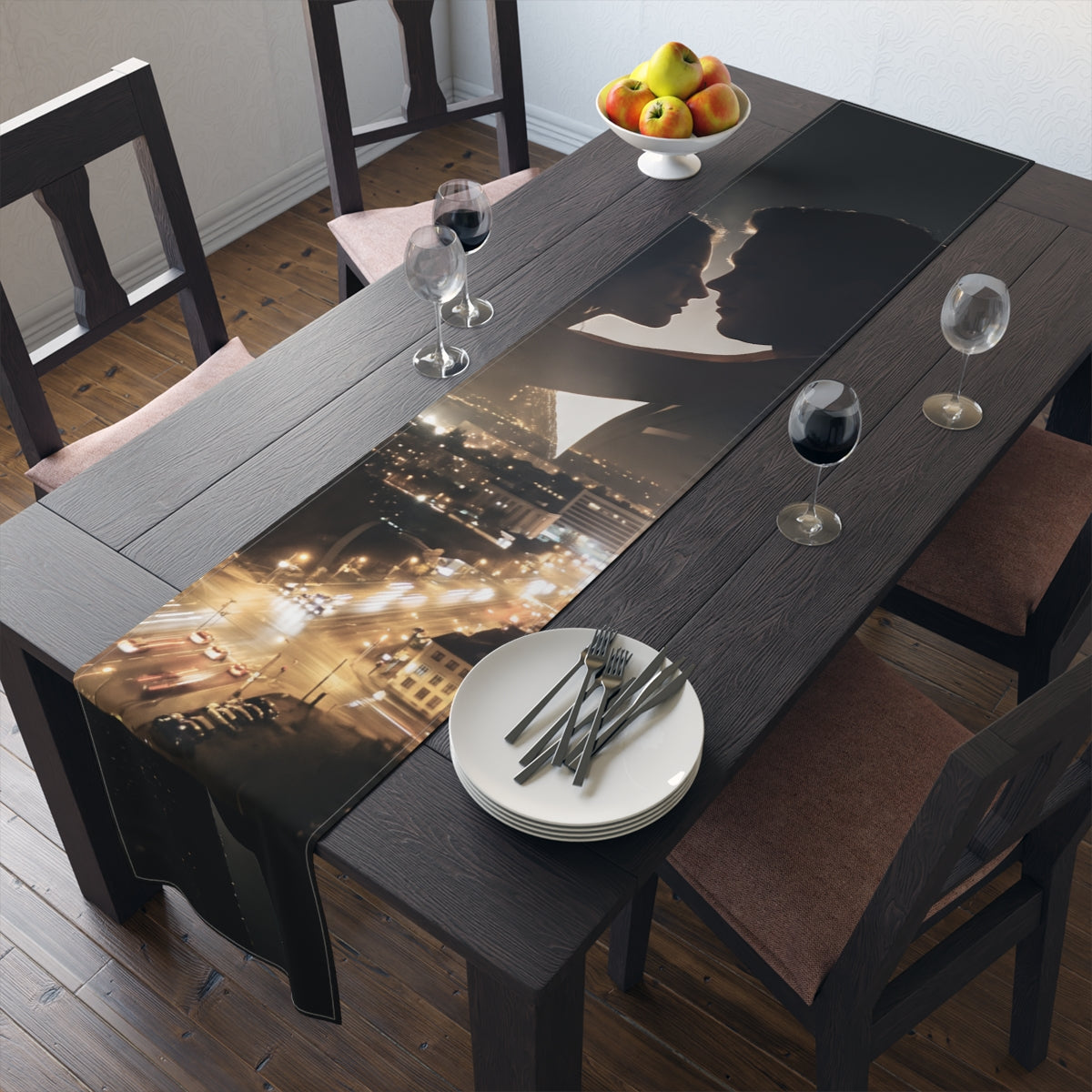 Table Runner - Midnight City Romance | Echovira Gallery