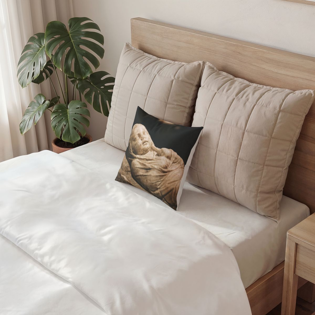 Poly Velvet Pillow - Slumbering Innocence Classical Marble...