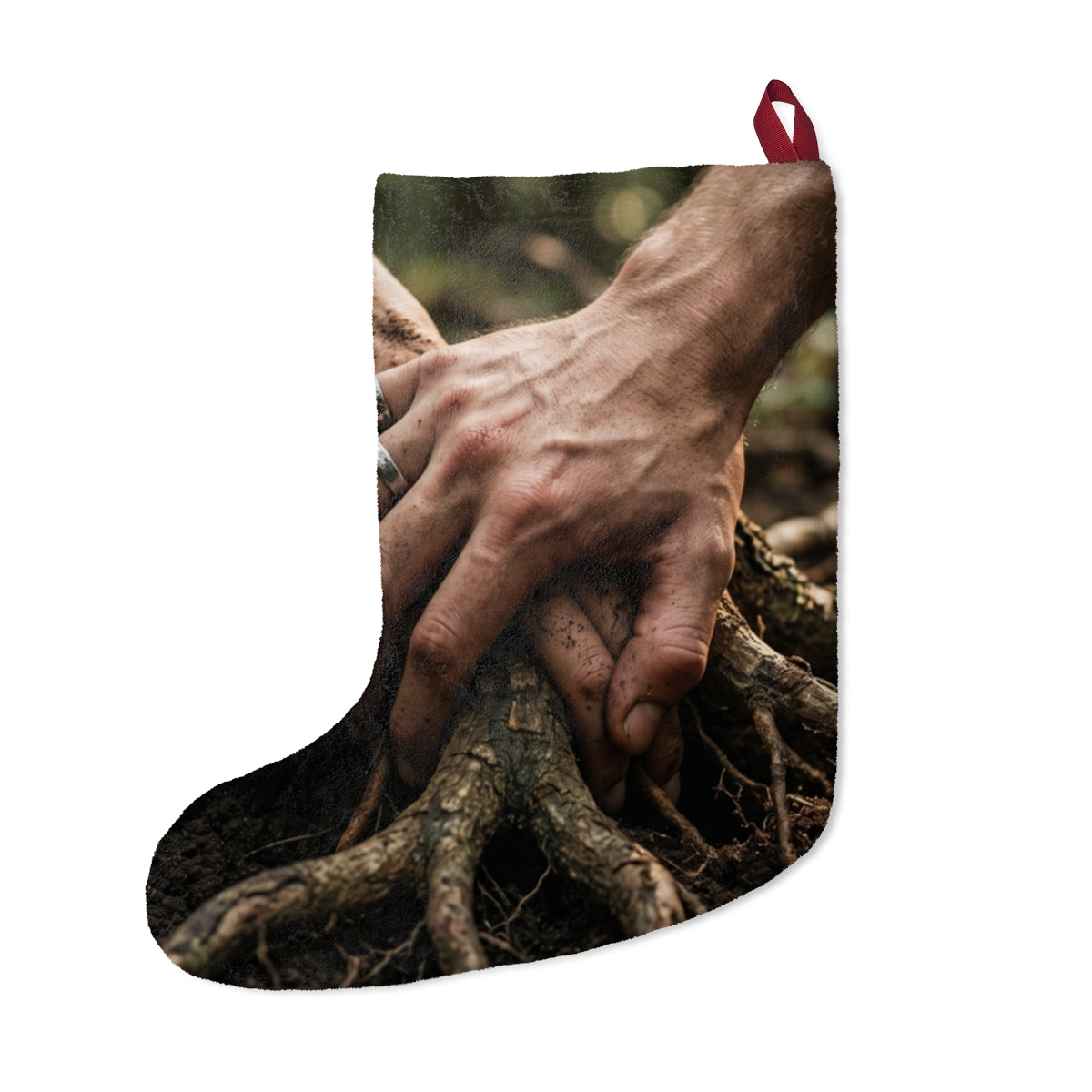 Christmas Stocking with Forest Tree Roots
