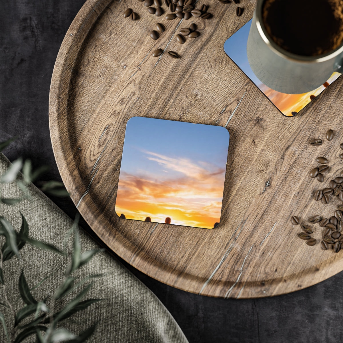 Drink Coasters - Sunset Ridge Horizon (1 & 4 pcs) | Echovira...