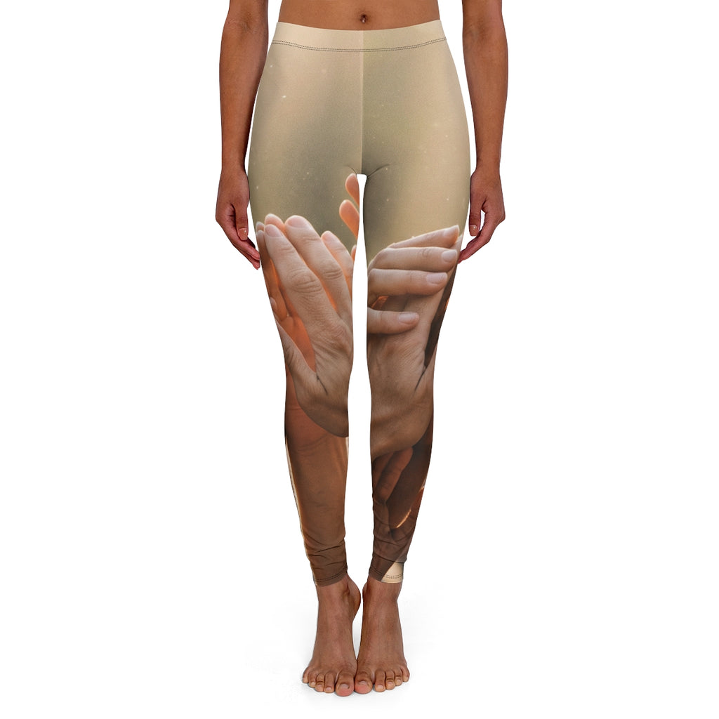 Women's Casual Spandex Leggings - Golden Rays of Unity Wall...