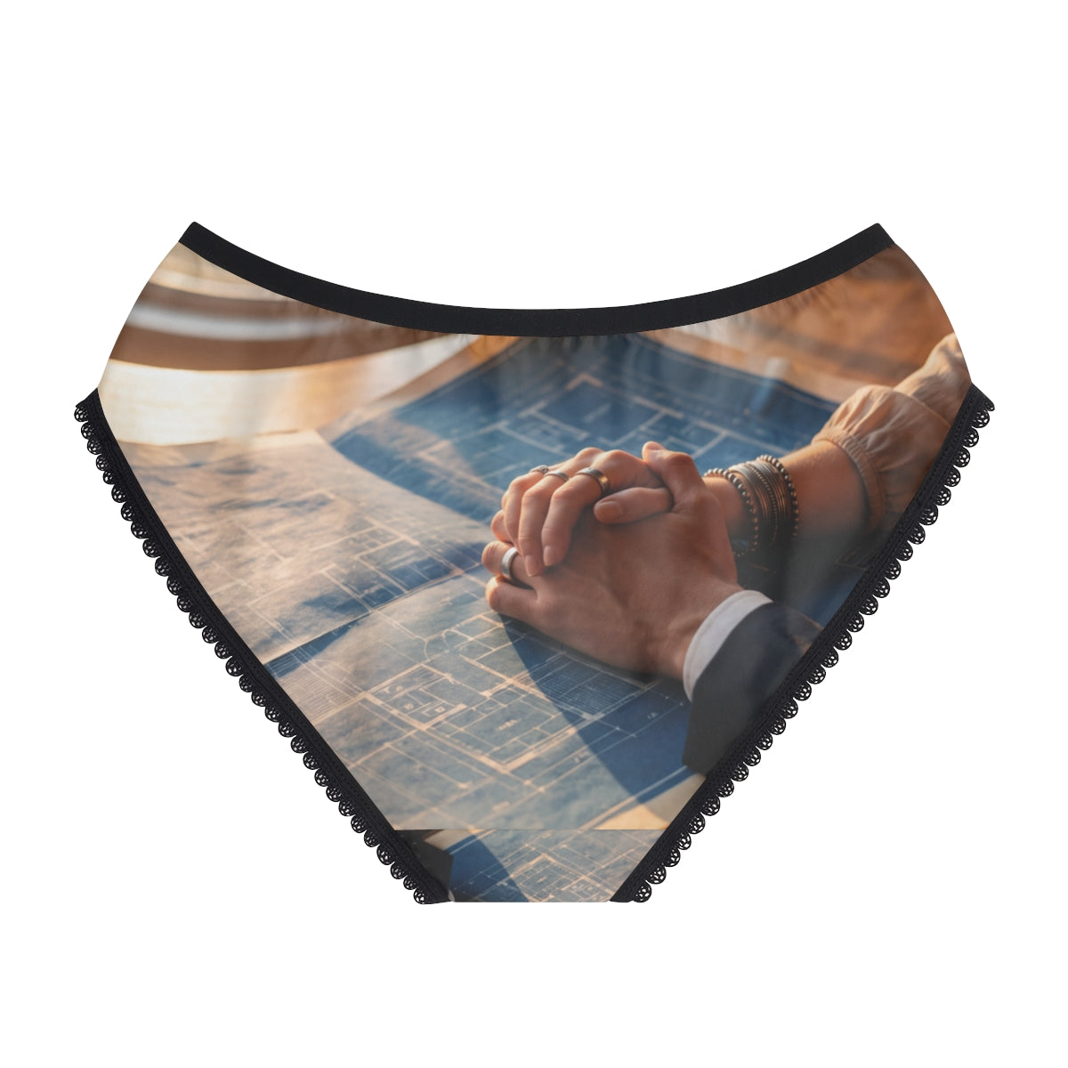 Women's Briefs - Architectural Blueprint Hands Art - Golden...