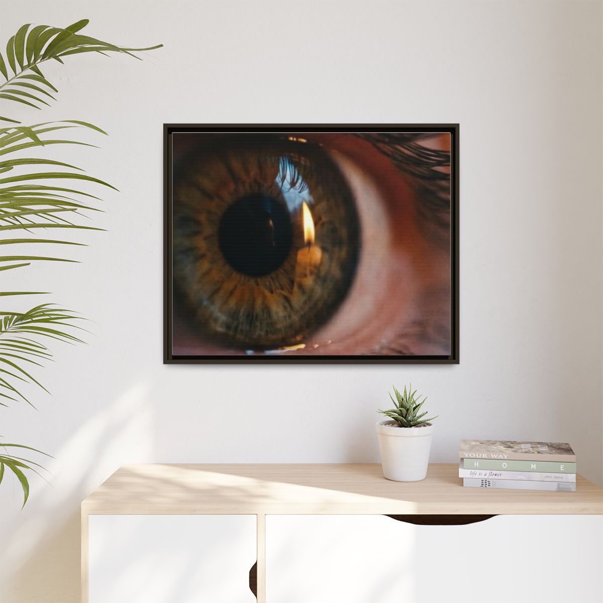 Matte Canvas, Framed - Amber Iris Reflection Fine Art Print...