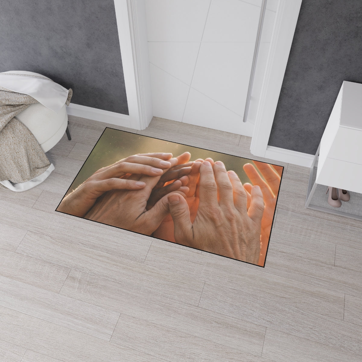 Heavy Duty Floor Mat - Golden Rays of Unity Wall Art |...