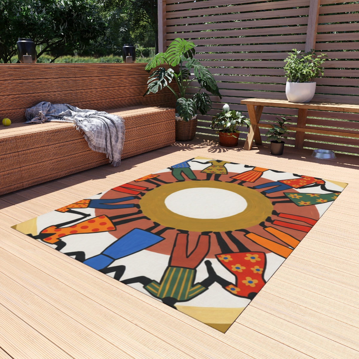 Outdoor Rug - Unity Mandala Folk Art | Echovira Gallery