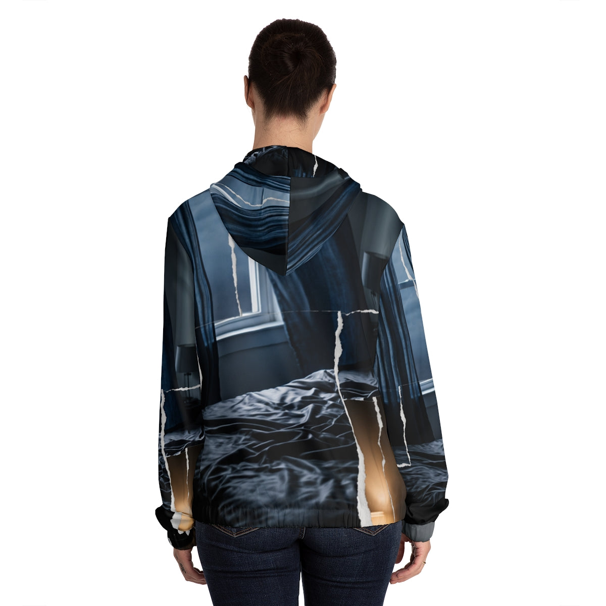 Women's Full-Zip Hoodie - Shadowed Sanctum Moody Bedroom......