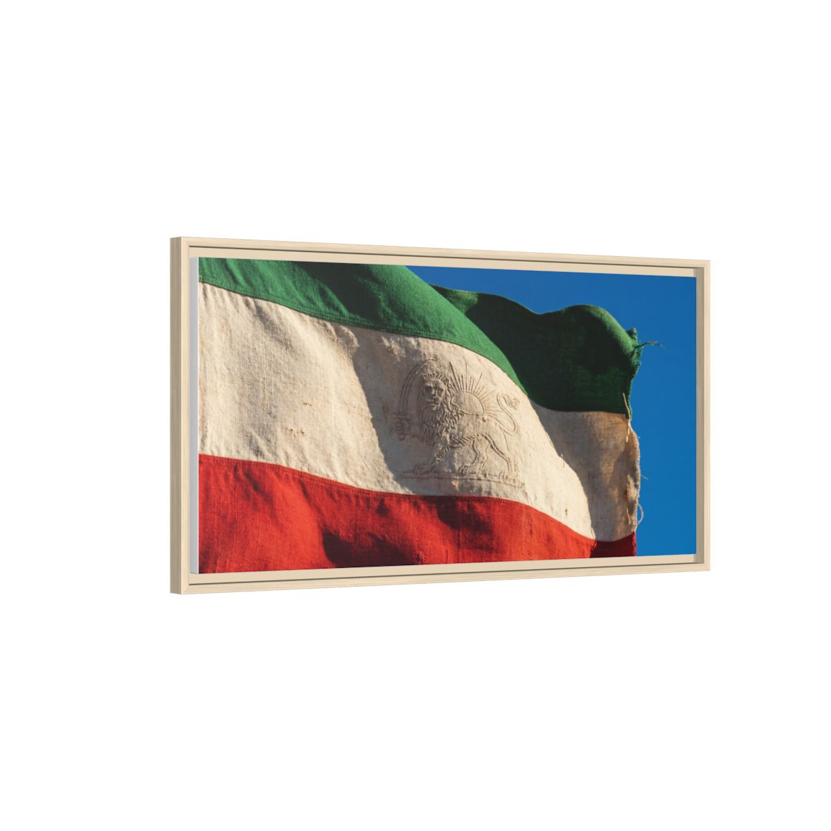 Framed Canvas Art - Distressed Flag — Natural / 1.25"