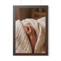 Framed Vertical Poster - Tender Newborn Hand in Soft Muslin...