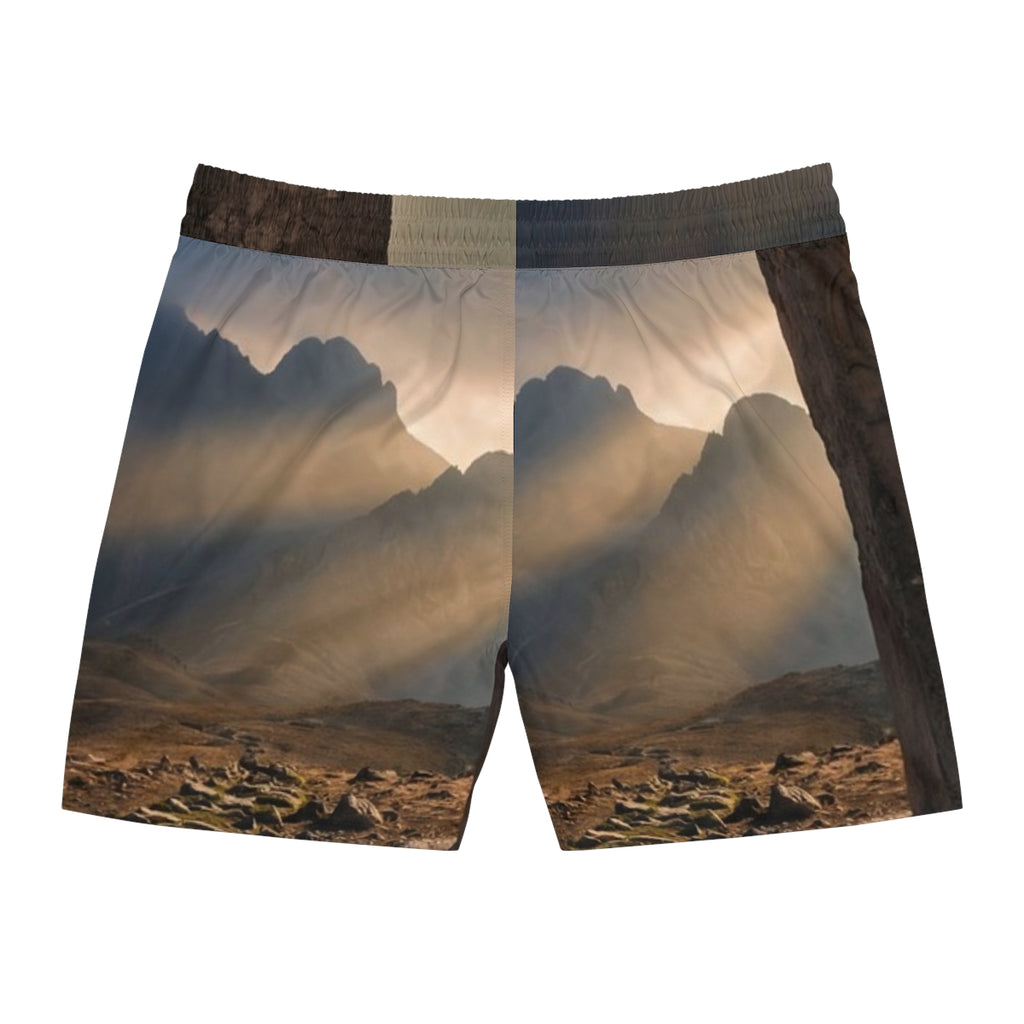 Men's Mid-Length Swim Shorts - Mystic Monolith Ancient... |...