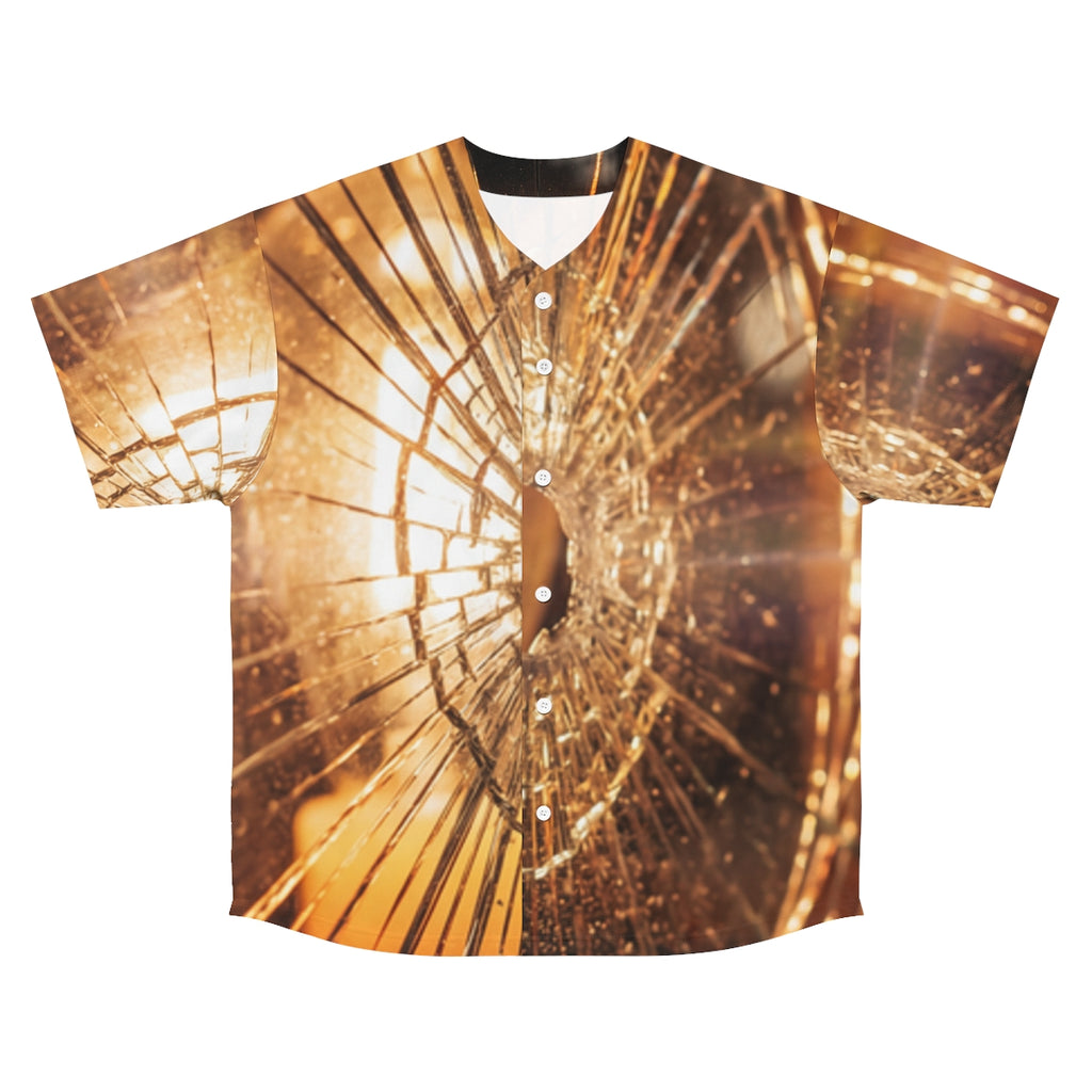 Men's Baseball Jersey - Golden Fracture Shattered Glass |...