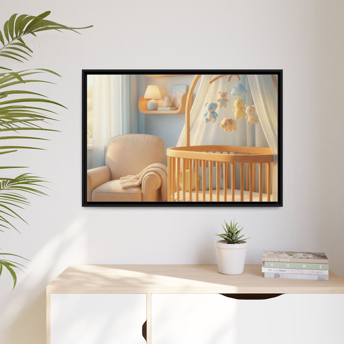 Matte Canvas, Framed - Dreamy Serene Nursery Art — Black /...