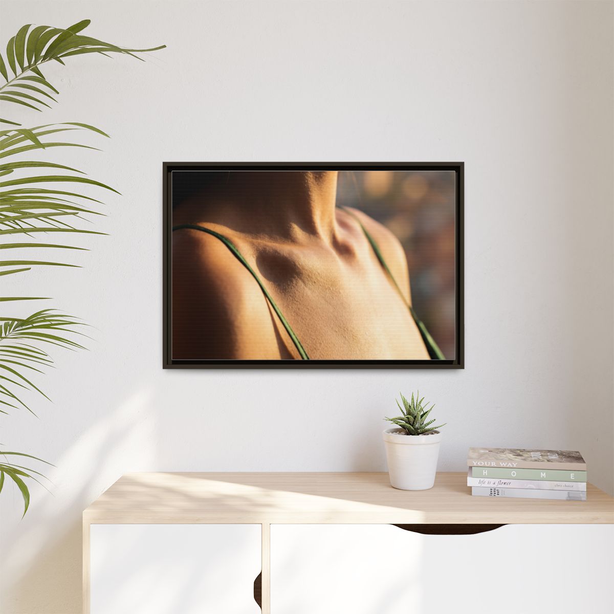 Golden Hour Matte Canvas - Framed Sunset Wall Art — Espresso...