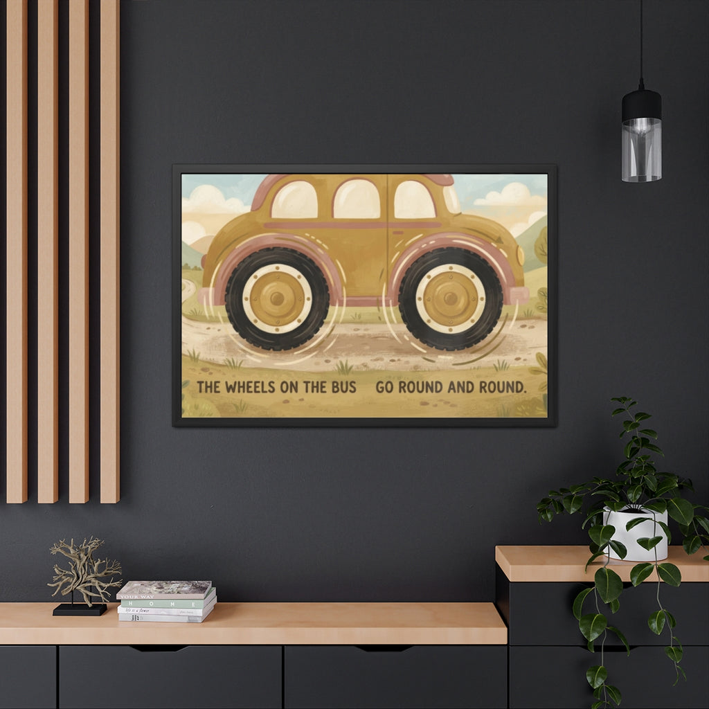 Framed Poster - Vintage Wheels on the Bus — Landscape (10×8...