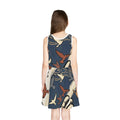 Girls' Sundress with Japanese Bird Woodblock Art