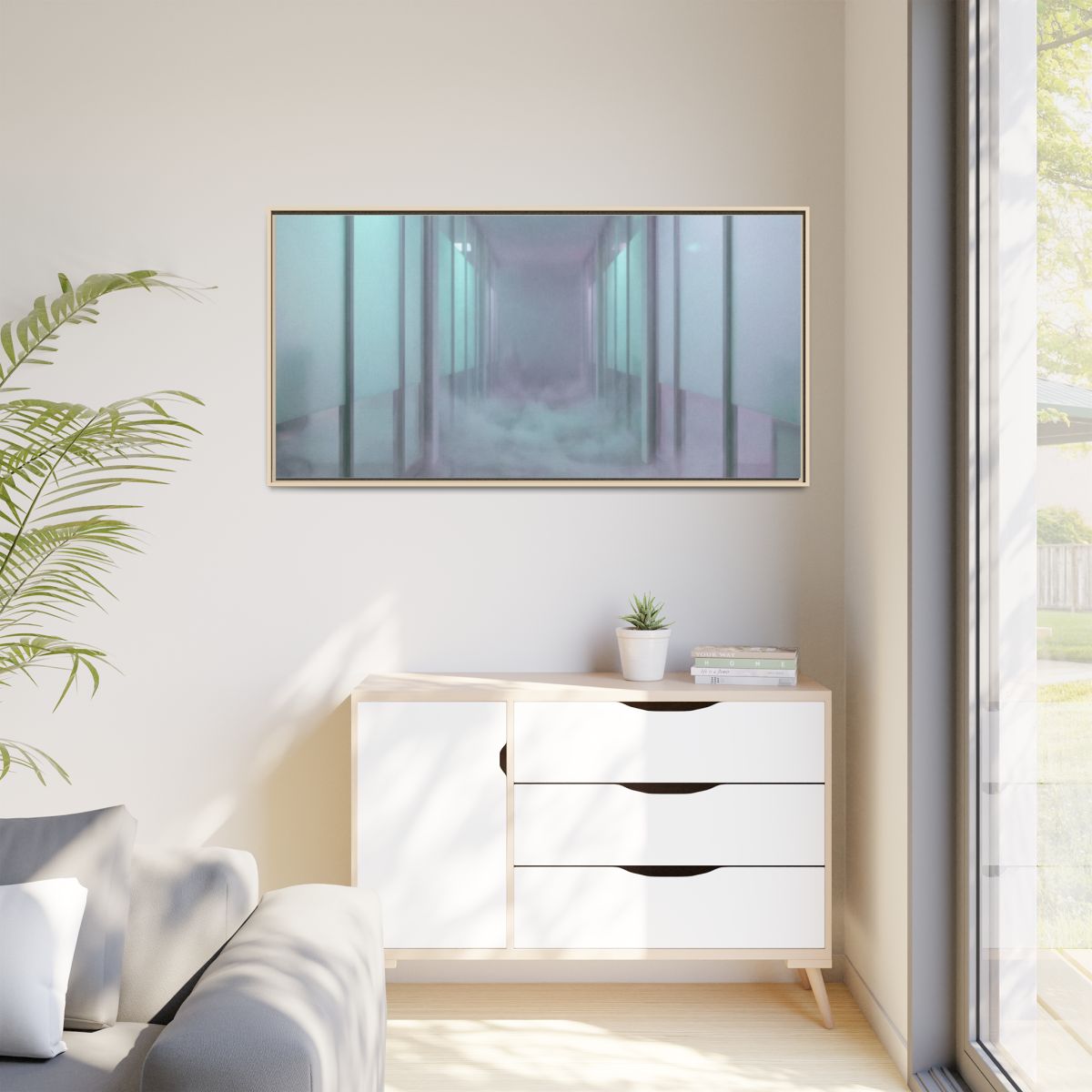 Matte Canvas, Framed - Liminal Corridor Fog Art Print —... |...