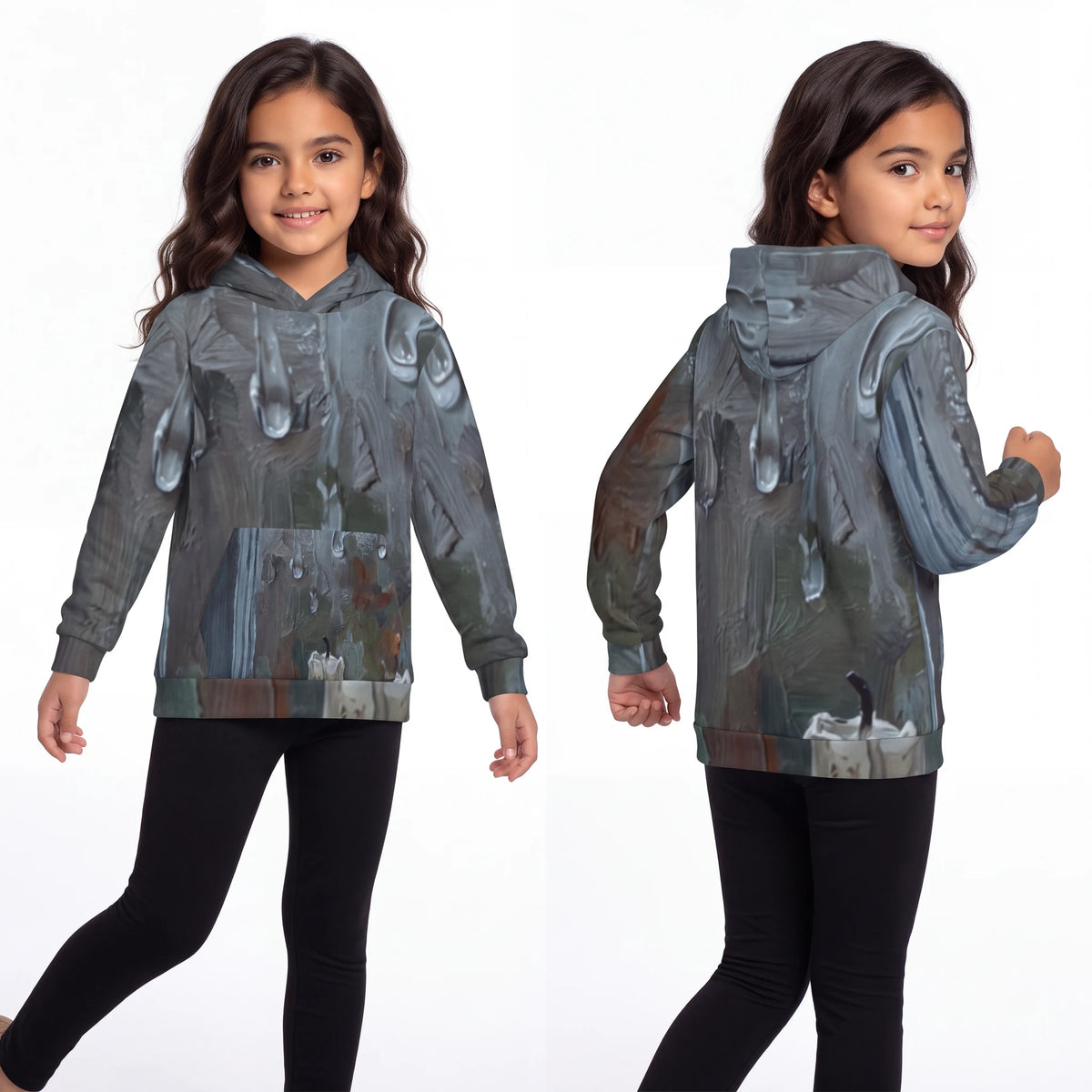 Kids Hoodie Melting Candle Rainy Window Art