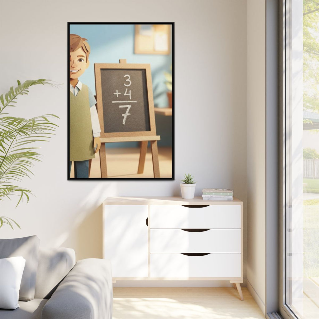 Matte Canvas Framed - Classroom Math Paper Art — Black /......