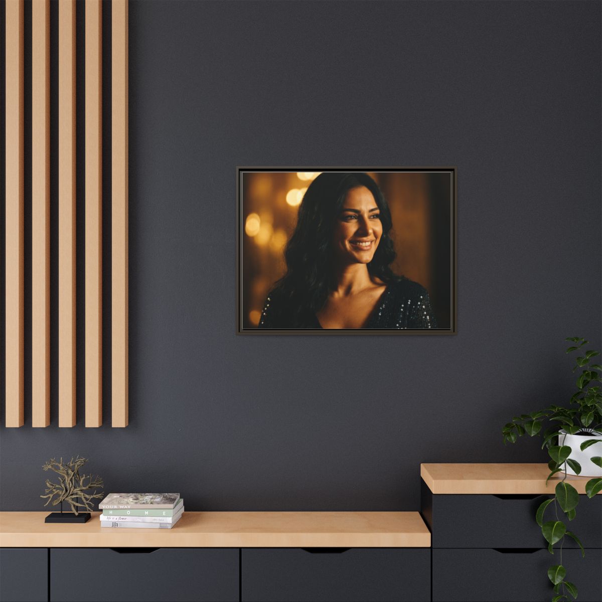 Framed Canvas Art - Golden Glamour — Espresso / 1.25"