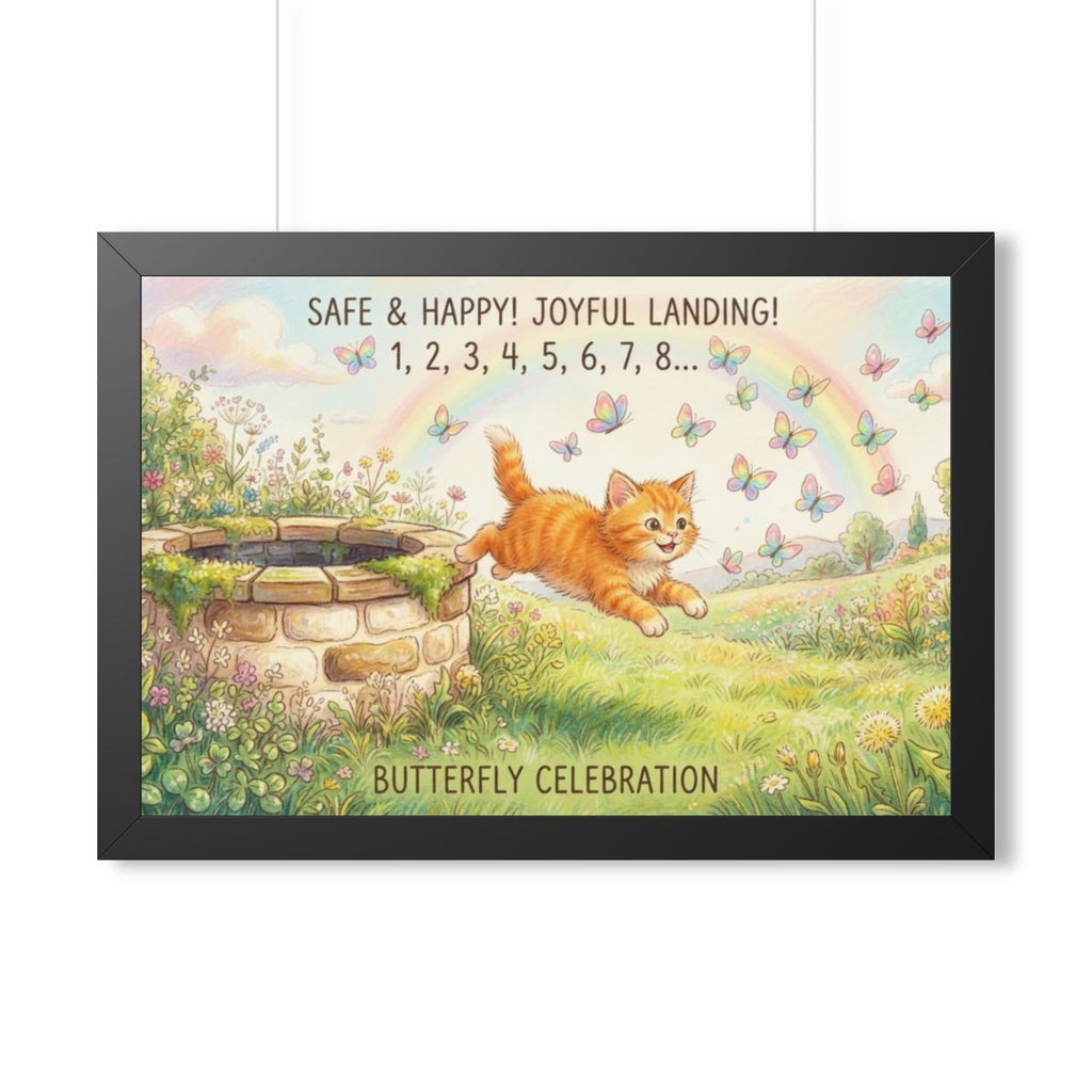 Framed Horizontal Poster - Joyful Kitten Meadow — Black... |...