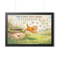 Framed Horizontal Poster - Joyful Kitten Meadow — Black... |...