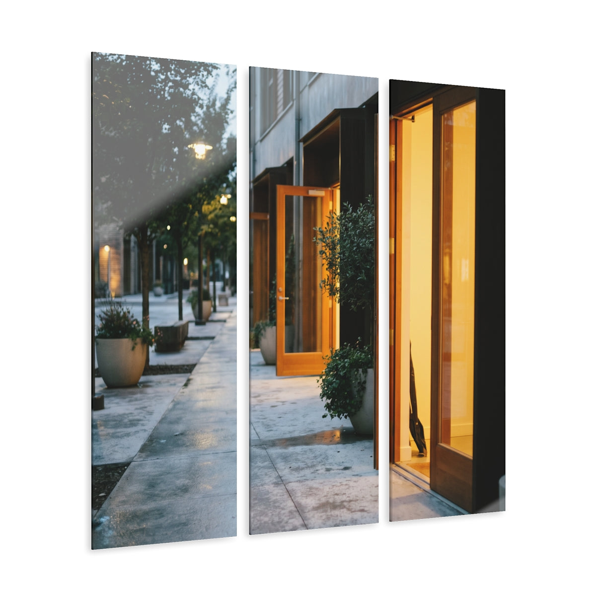 Acrylic Prints Triptych - Twilight Promenade — Portrait |...