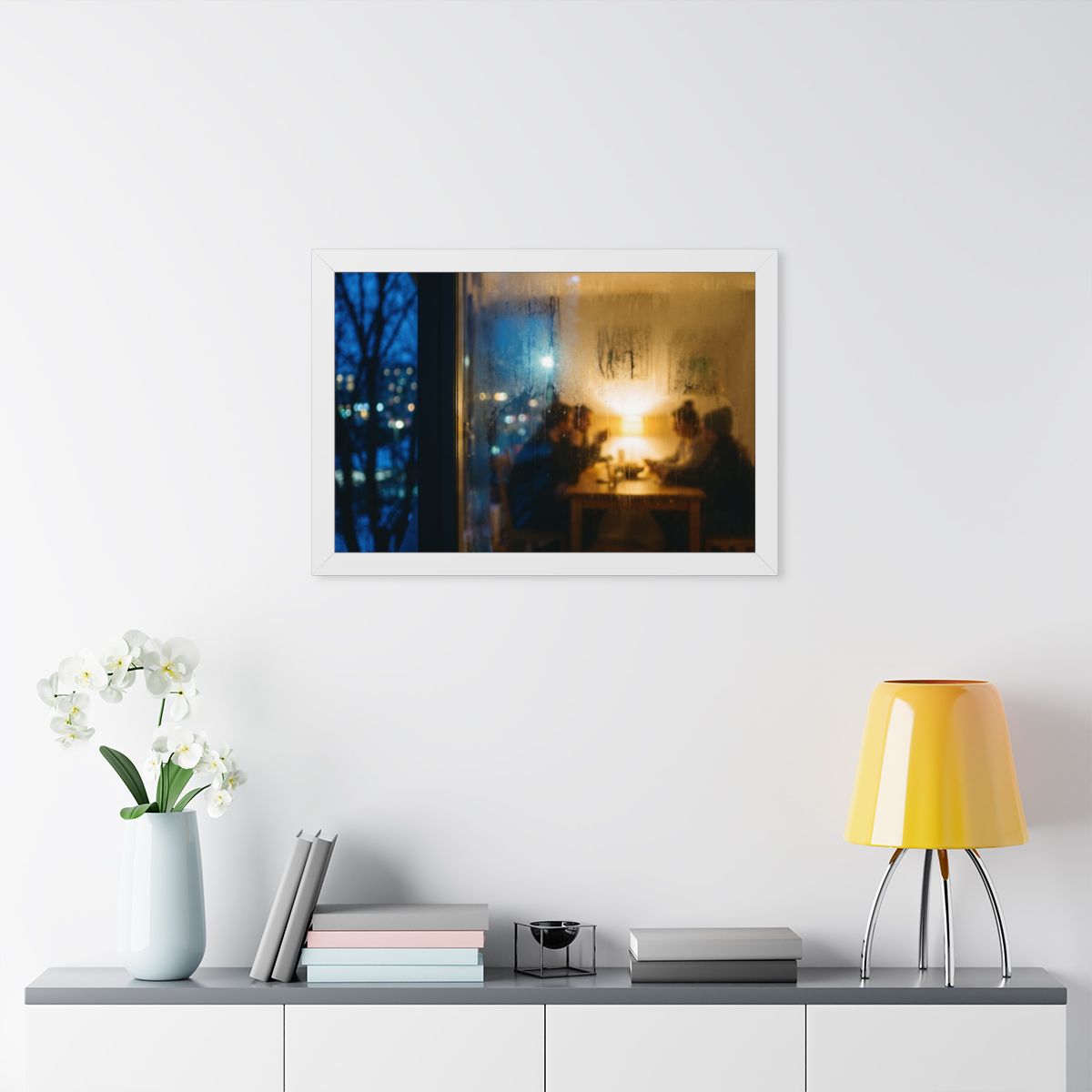 Framed Horizontal Poster - Twilight Gathering — White... |...