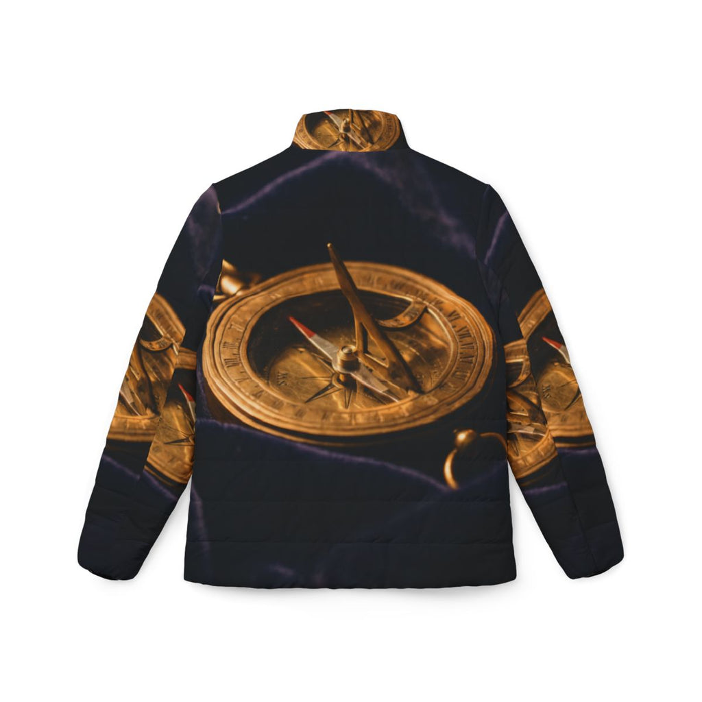 Women's Puffer Jacket Antique Sundial Compass