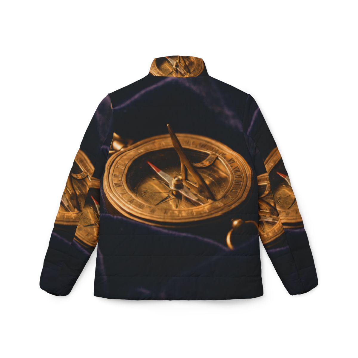 Women's Puffer Jacket Antique Sundial Compass