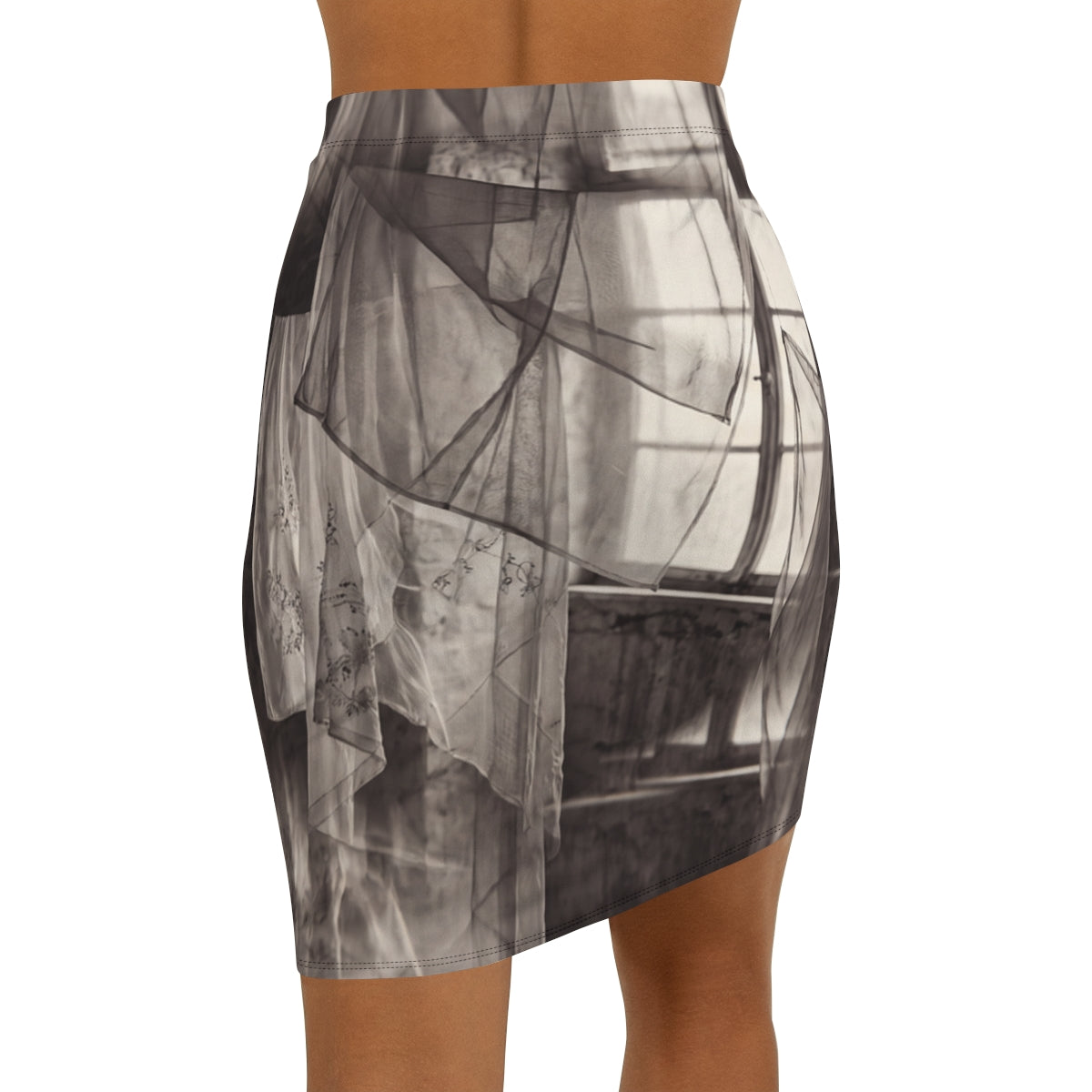 Women's Mid-Waist Pencil Skirt - Spectral Veils | Echovira...