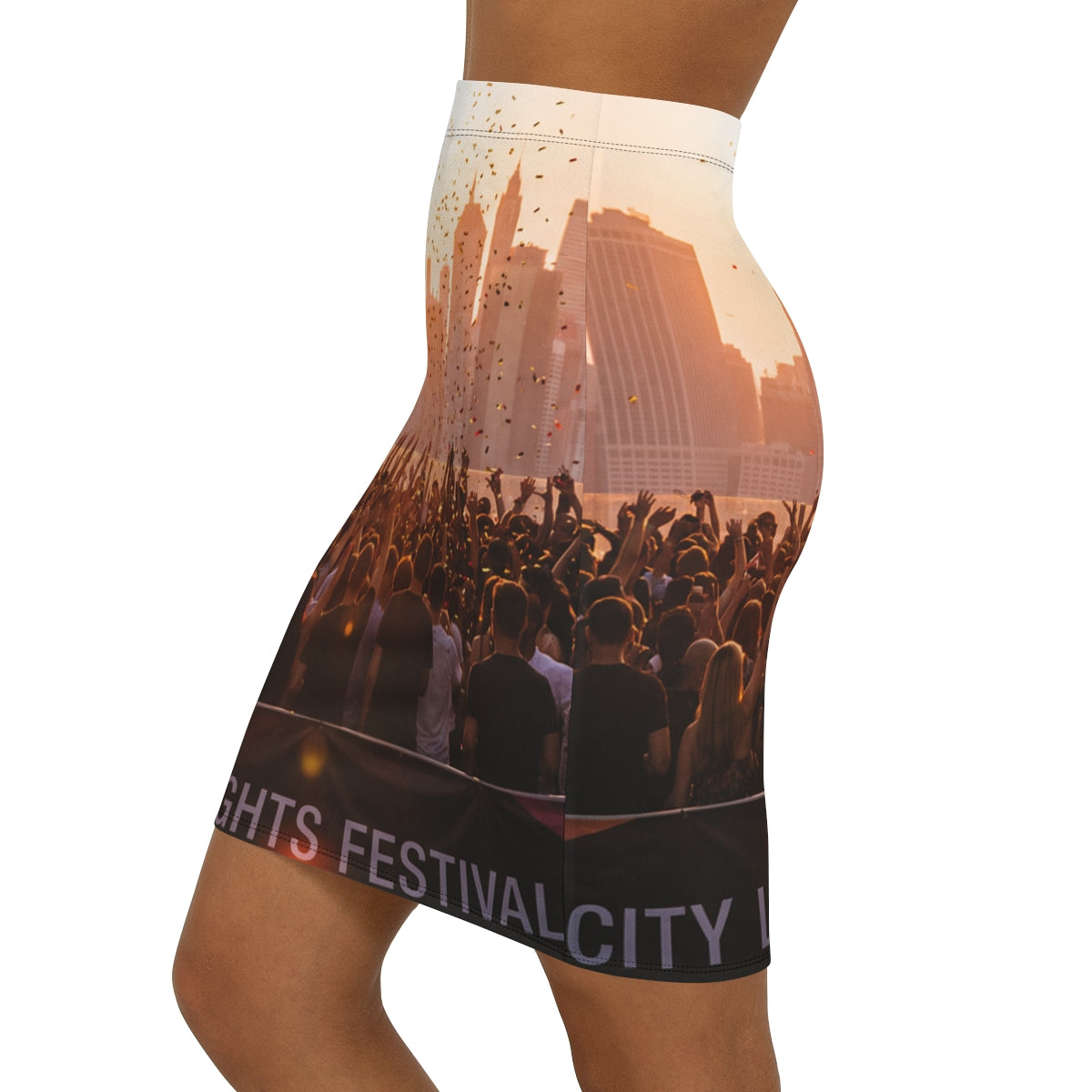 Women's Mid-Waist Pencil Skirt - City Lights Festival |...