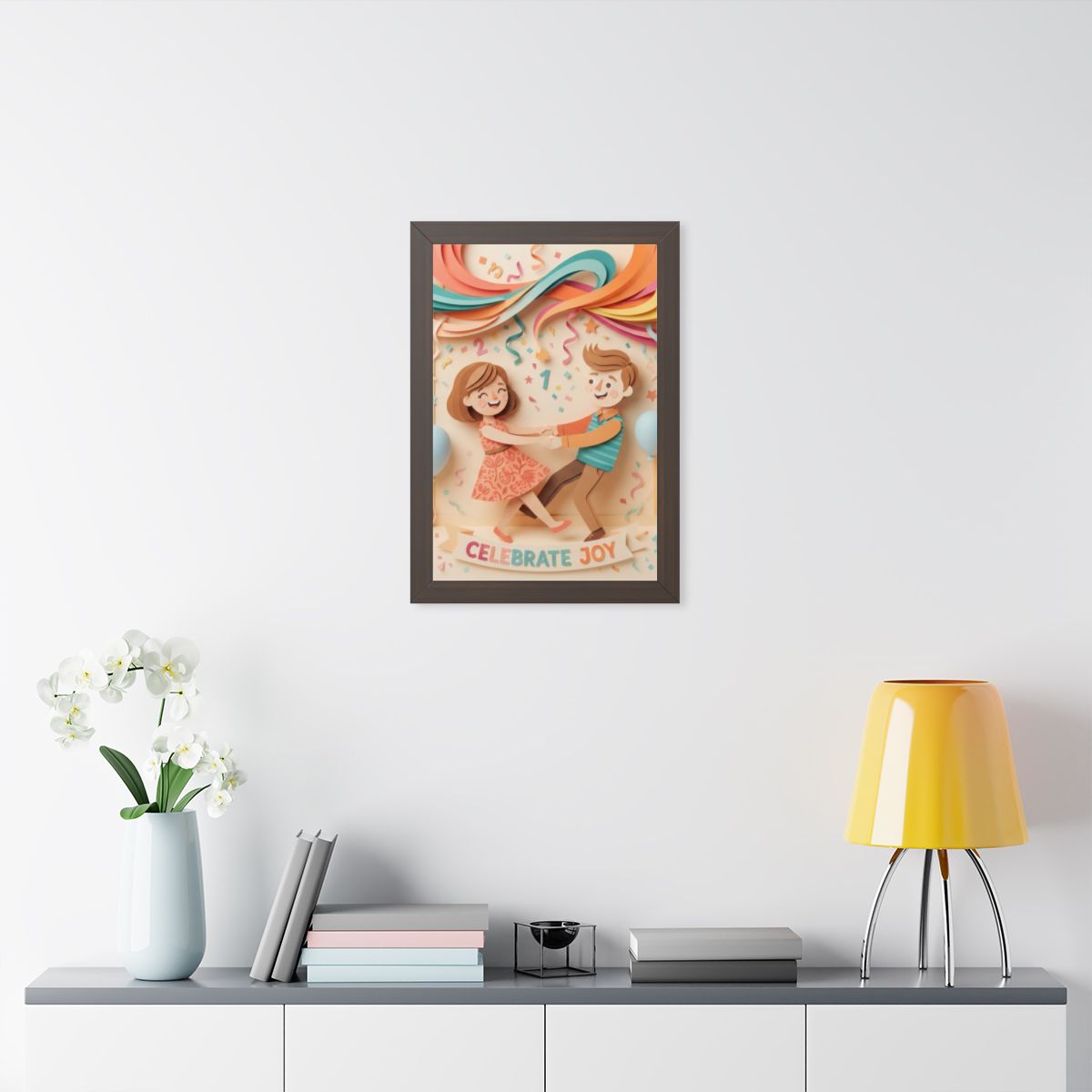Framed Vertical Poster - Celebrate Joy Papercut Art... |...