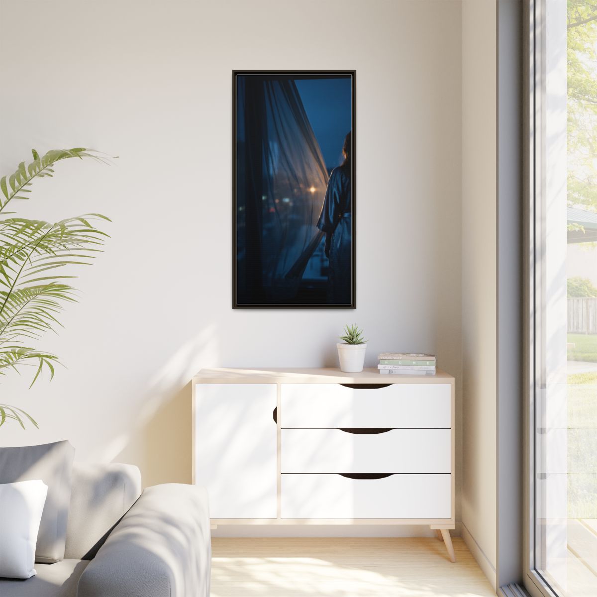 Matte Canvas, Framed - Nocturnal Solitude Silhouette —... |...