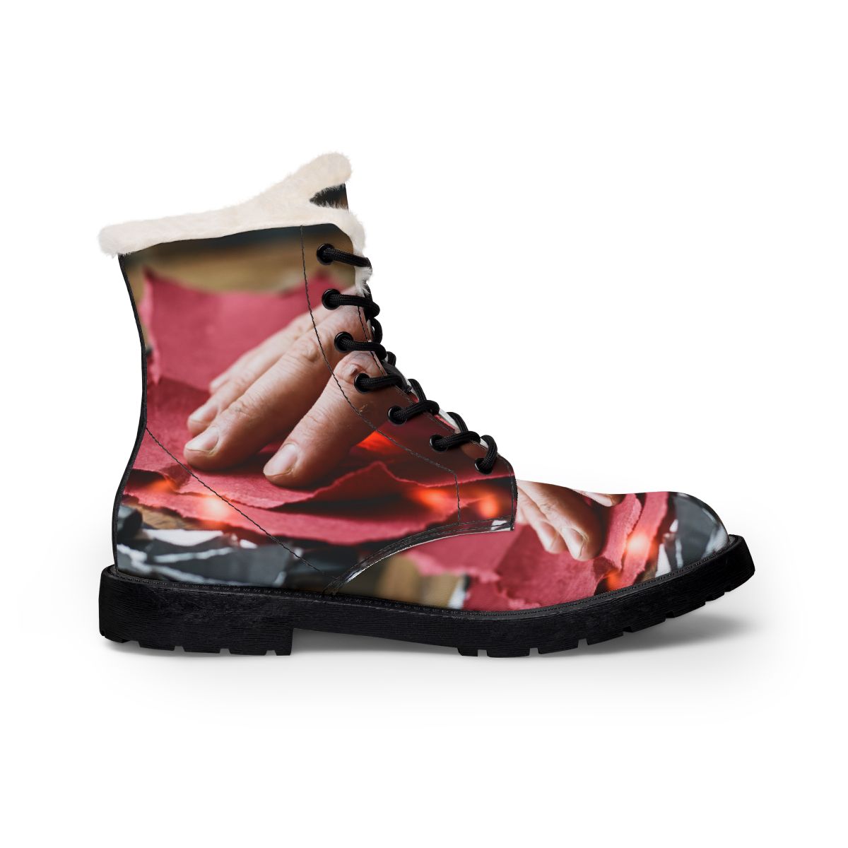 Women's Boots with Crimson Charcoal Still Life
