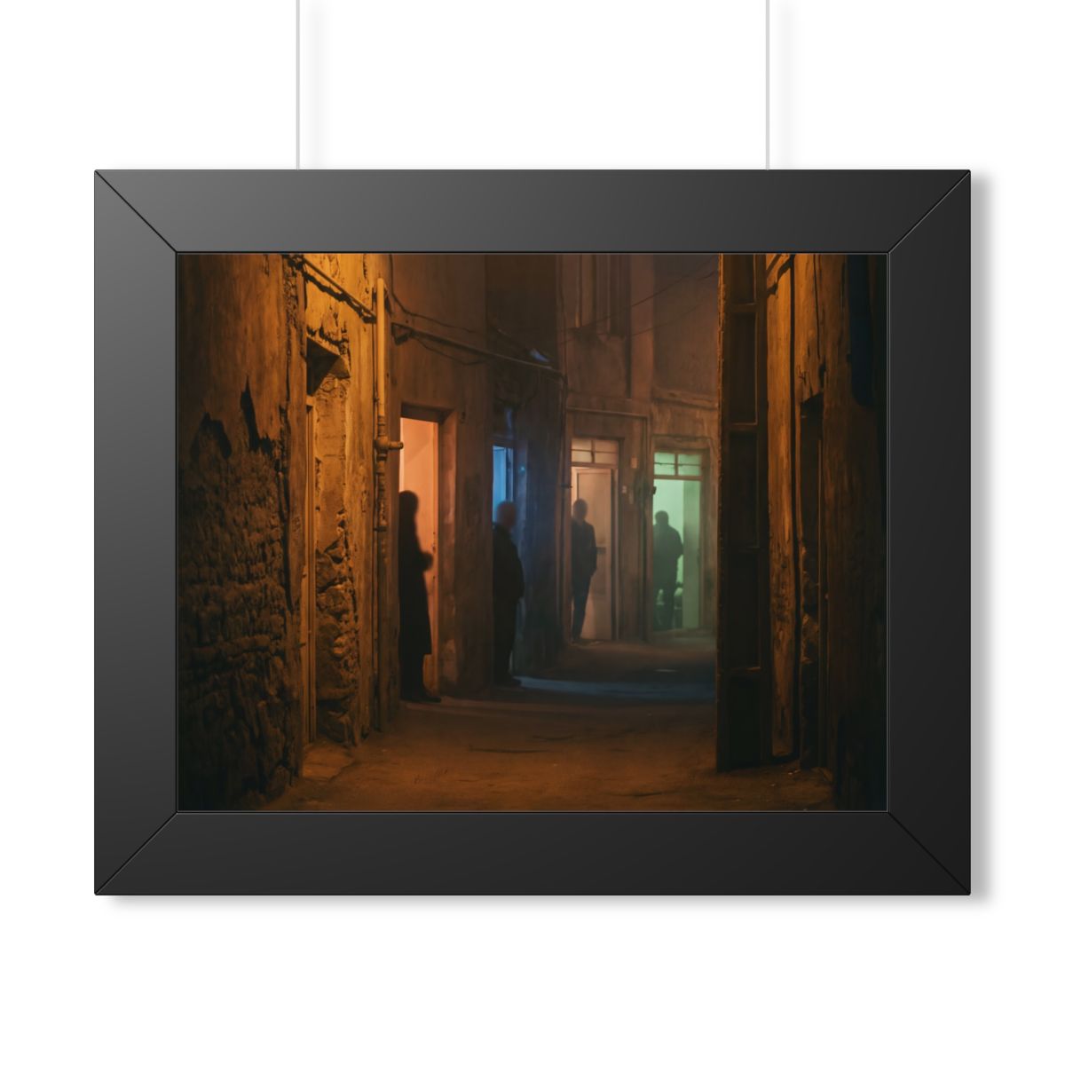 Framed Horizontal Poster - Shadowed Alleyway Mystery Art......