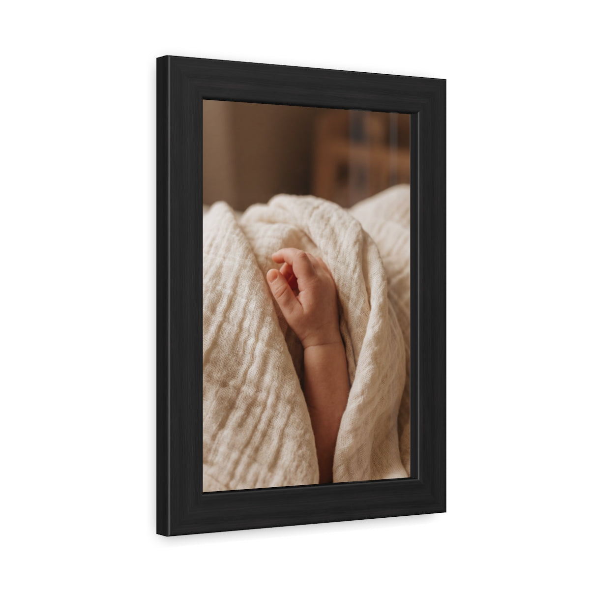 Framed Poster - Tender Newborn Hand (8×12, 9×11, 11×14, 11×17, 12×16, 12×18, 16×20, 16×24, 18×24, 20×30, 24×32, 24×36 & 32×48)