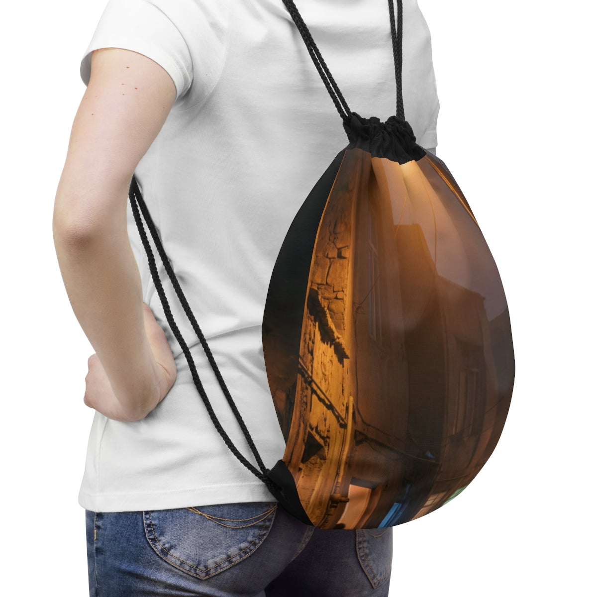 Drawstring Bag - Shadowed Alleyway Mystery Art Print |...